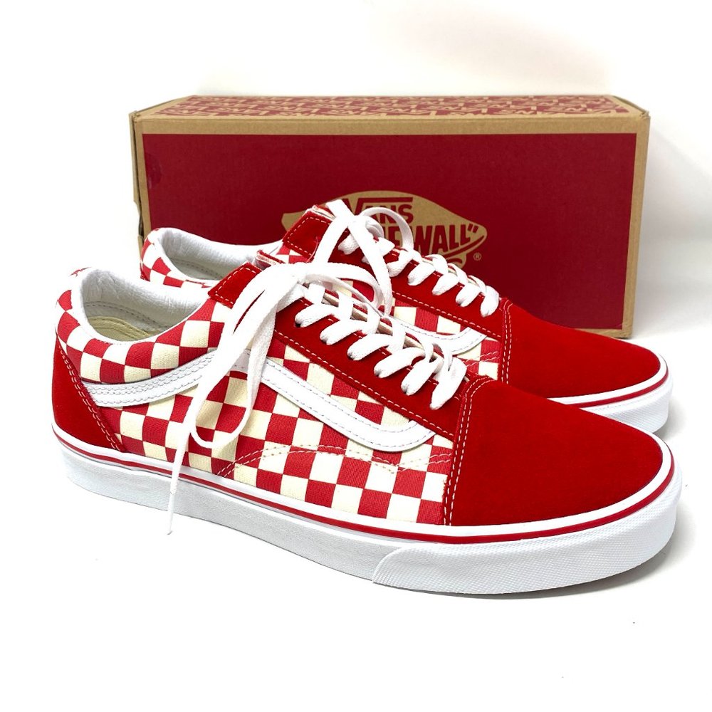 VANS Iconic Old Skool Primary Low Top Sneaker Women Check Red Canvas VN0A38G1P0T - Picture 6 of 11